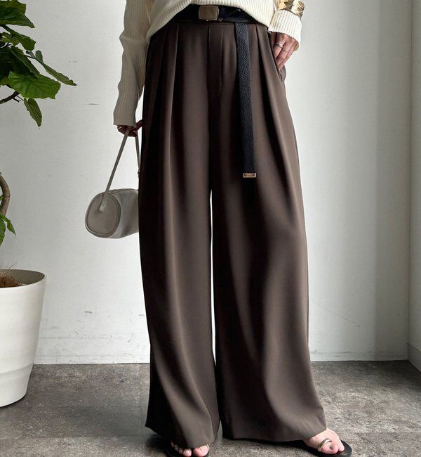  「【累計販売数3万枚突破/23色4サイズ展開！】タックワイドパンツ」|チノ|