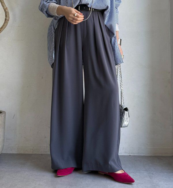  「【累計販売数3万枚突破/23色4サイズ展開！】タックワイドパンツ」|チノ|