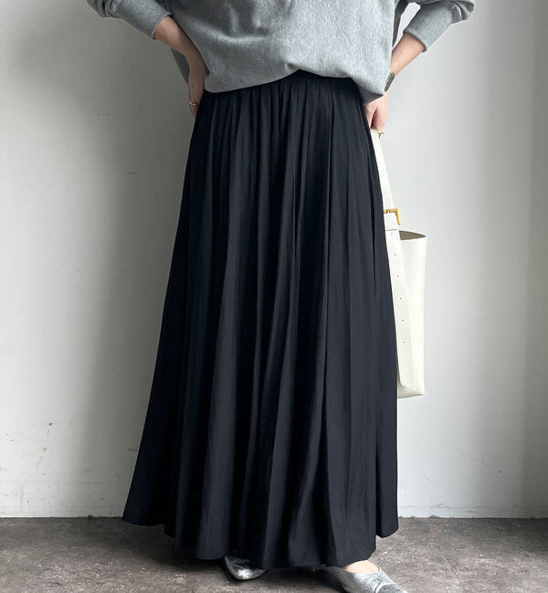  「ウエストリブギャザースカート」|スカート|ブラック