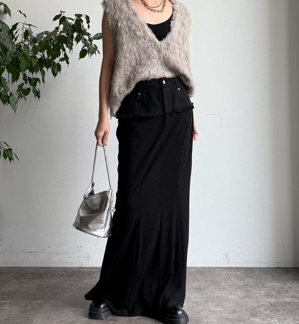  「【WEB限定】 ウエストデニム切替マーメイドスカート」|スカート|