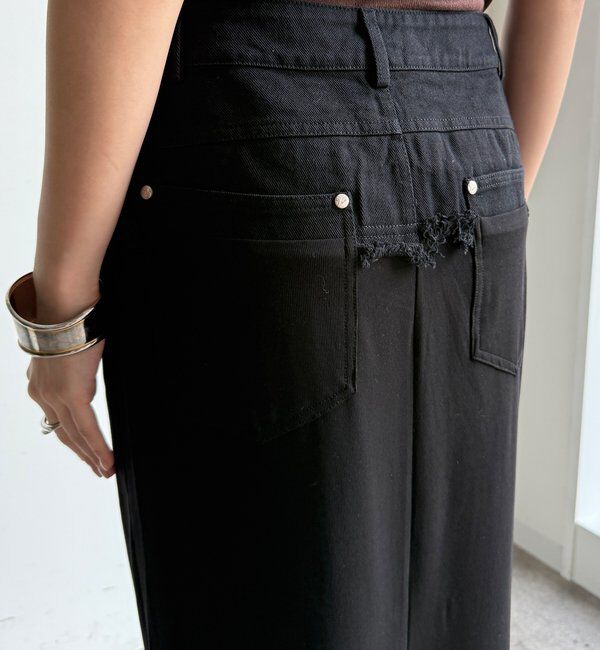  「【WEB限定】 ウエストデニム切替マーメイドスカート」|スカート|