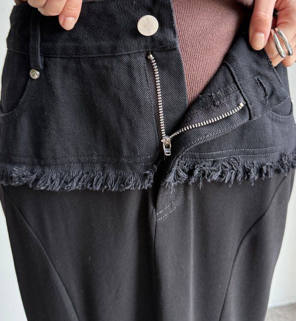  「【WEB限定】 ウエストデニム切替マーメイドスカート」|スカート|