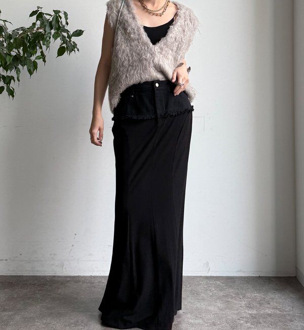  「【WEB限定】 ウエストデニム切替マーメイドスカート」|スカート|