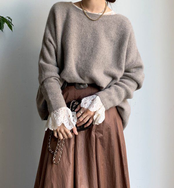  「ファーウールポンチョプルオーバー」|ニット・セーター|