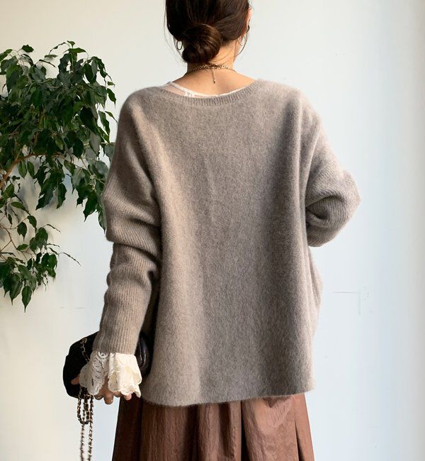  「ファーウールポンチョプルオーバー」|ニット・セーター|