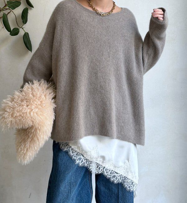  「ファーウールポンチョプルオーバー」|ニット・セーター|