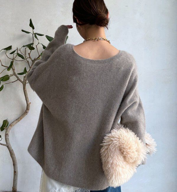  「ファーウールポンチョプルオーバー」|ニット・セーター|