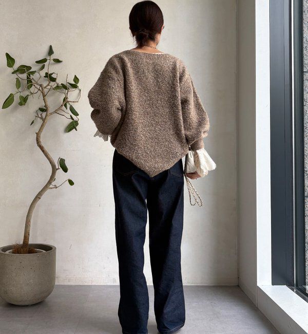  「MIXヤーンボートネックプルオーバー」|ニット・セーター|