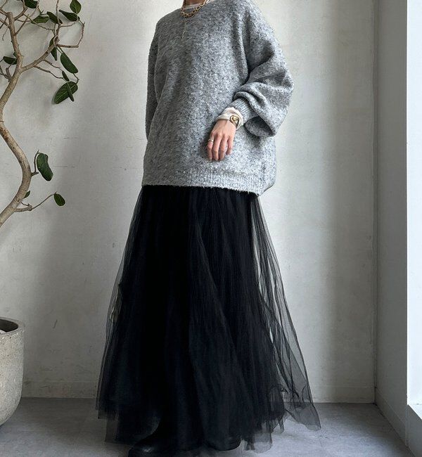  「MIXヤーンボートネックプルオーバー」|ニット・セーター|