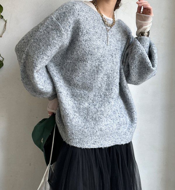  「MIXヤーンボートネックプルオーバー」|ニット・セーター|