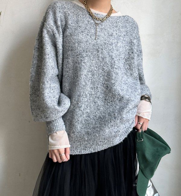  「MIXヤーンボートネックプルオーバー」|ニット・セーター|