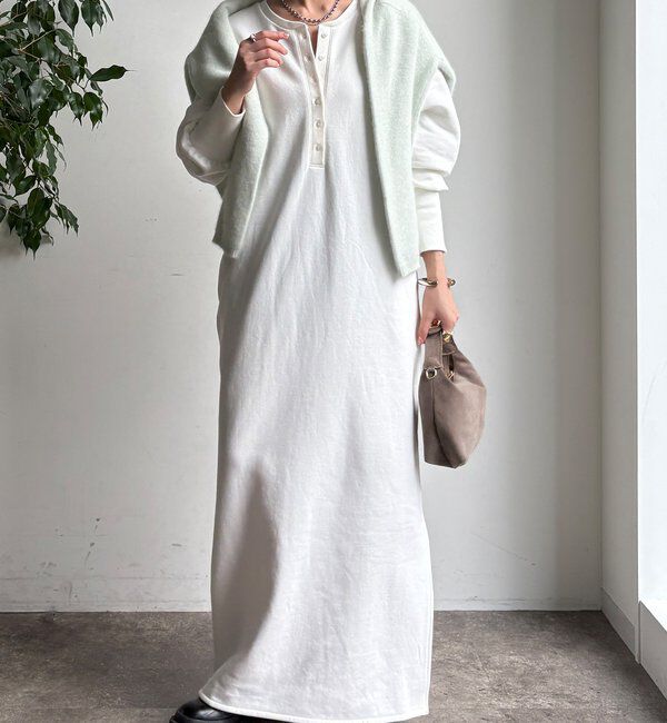  「裏毛裏起毛ヘンリーネックワンピース」|ワンピース|