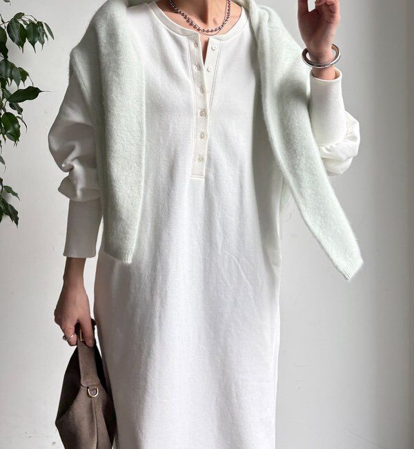  「裏毛裏起毛ヘンリーネックワンピース」|ワンピース|