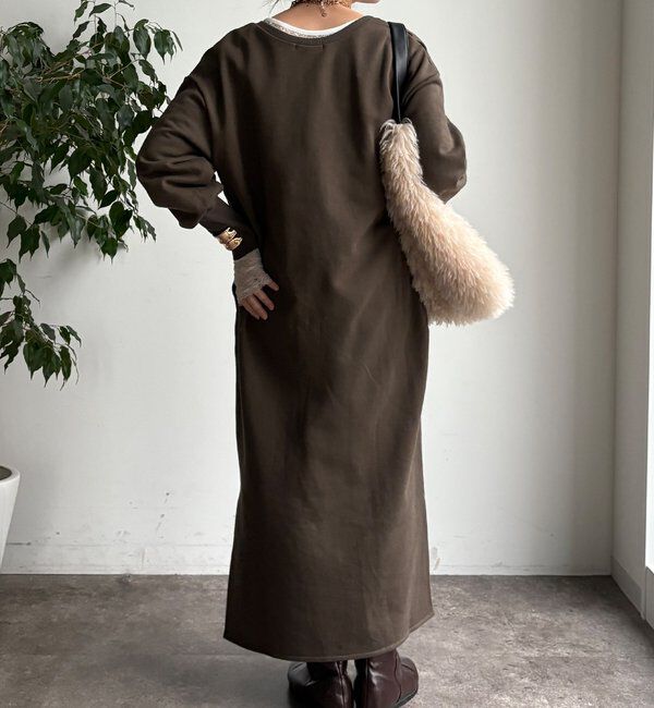  「裏毛裏起毛ヘンリーネックワンピース」|ワンピース|