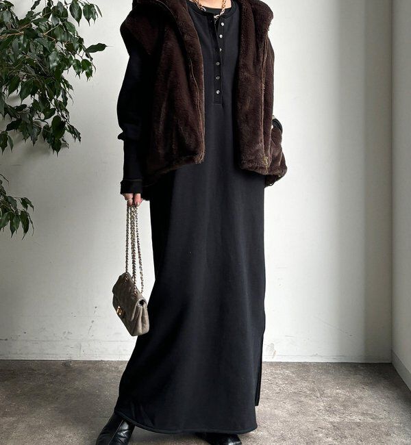  「裏毛裏起毛ヘンリーネックワンピース」|ワンピース|