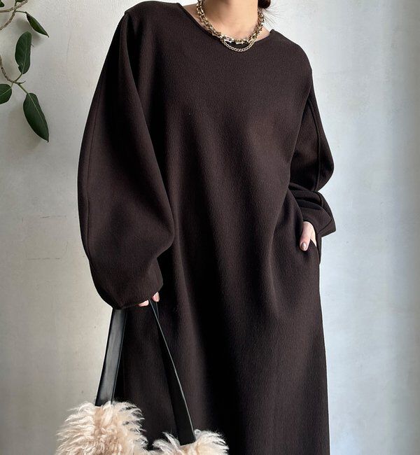  「【前後2WAY】裏起毛袖ボリュームワンピース」|ワンピース|