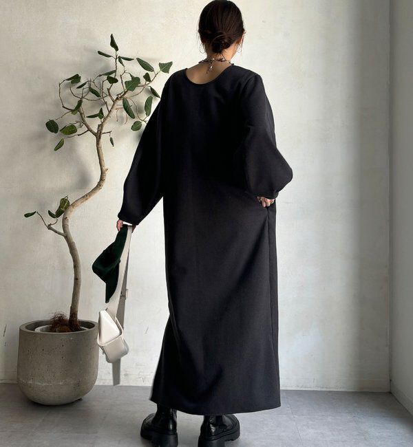 「【前後2WAY】裏起毛袖ボリュームワンピース」|ワンピース|