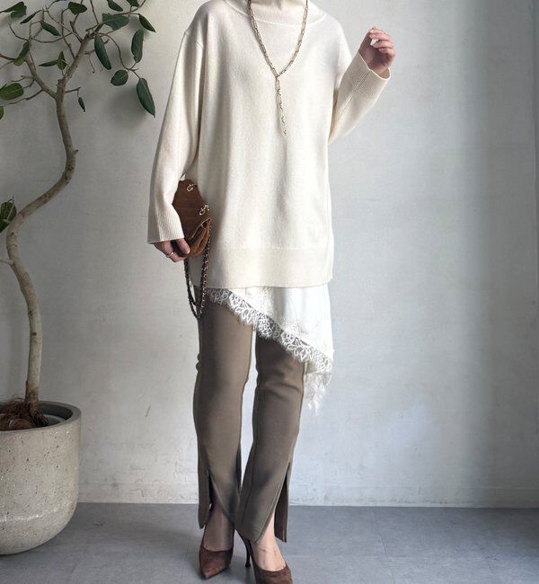  「ウール混タートルチュニック」|ニット・セーター|