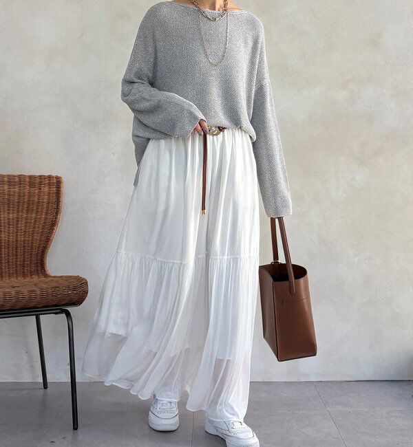  「マーブルヤーン前後2WAYカノコ編みプルオーバー」|ニット・セーター|