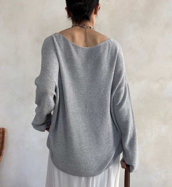  「マーブルヤーン前後2WAYカノコ編みプルオーバー」|ニット・セーター|