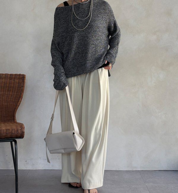  「マーブルヤーン前後2WAYカノコ編みプルオーバー」|ニット・セーター|