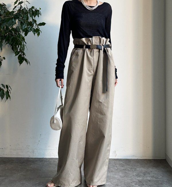  「ウエスト折り返しギャザーパンツ」|チノ|