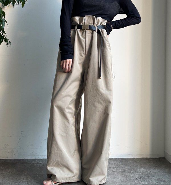 「ウエスト折り返しギャザーパンツ」|チノ|