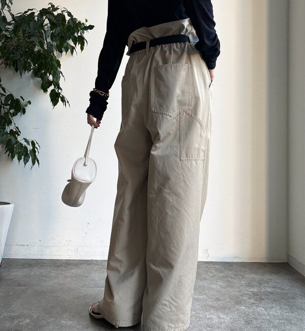  「ウエスト折り返しギャザーパンツ」|チノ|