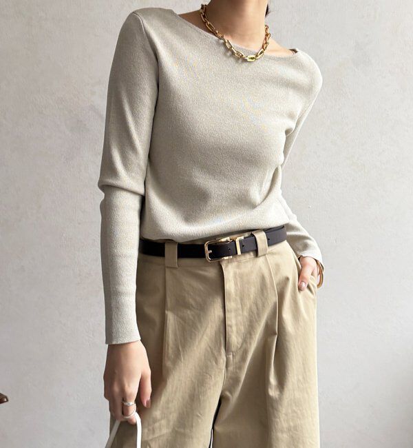  「【REI企画カラーあり】スクエアニットロングスリーブプルオーバー」|ニット・セーター|グレージュ