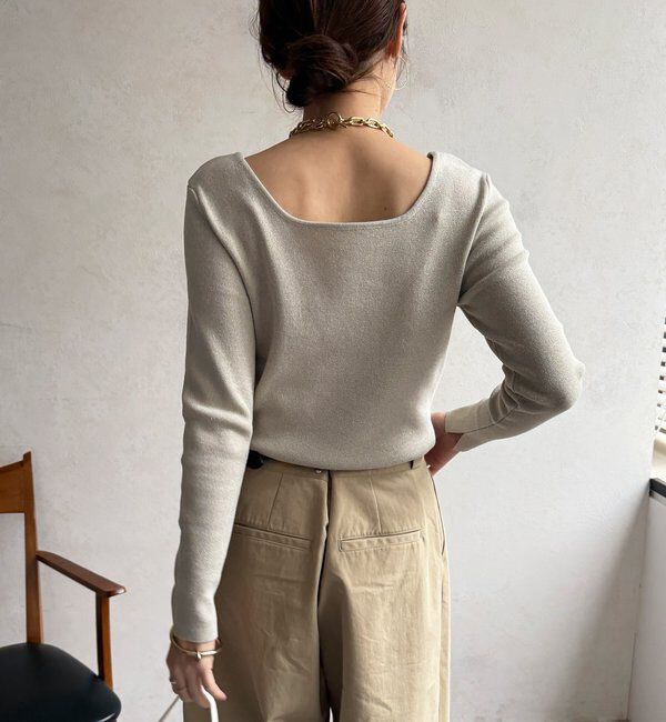  「【REI企画カラーあり】スクエアニットロングスリーブプルオーバー」|ニット・セーター|