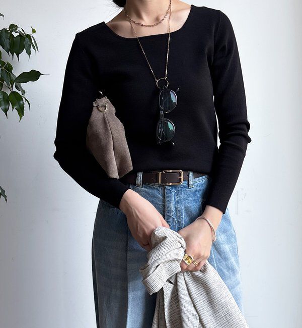  「【REI企画カラーあり】スクエアニットロングスリーブプルオーバー」|ニット・セーター|