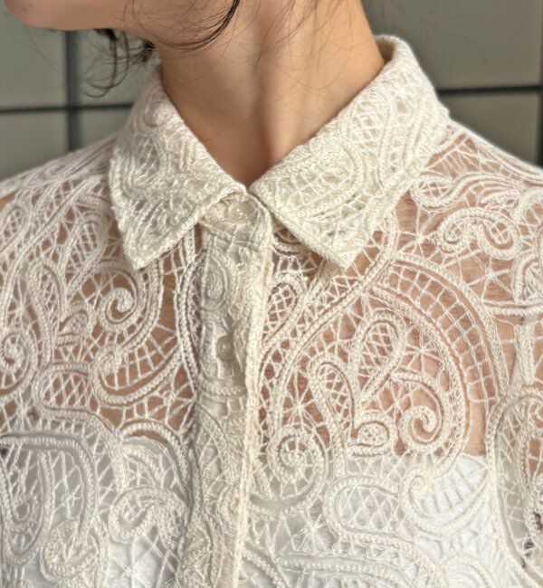  「【WEB限定】ペイズリー柄レースシャツ」|シャツ・ブラウス|