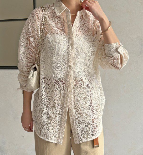  「【WEB限定】ペイズリー柄レースシャツ」|シャツ・ブラウス|