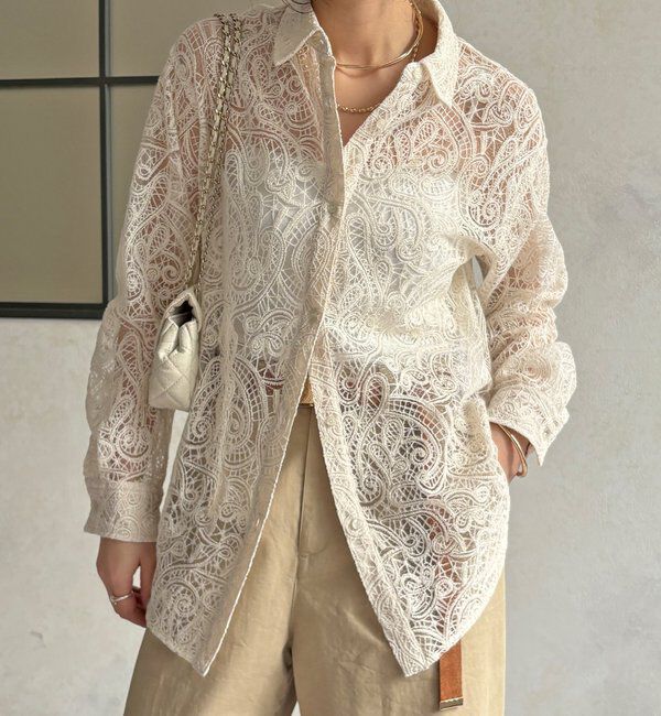  「【WEB限定】ペイズリー柄レースシャツ」|シャツ・ブラウス|