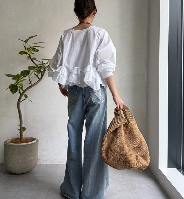  「袖リブペプラムフリルブラウス」|シャツ・ブラウス|