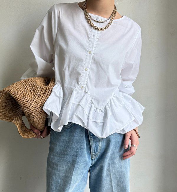  「袖リブペプラムフリルブラウス」|シャツ・ブラウス|