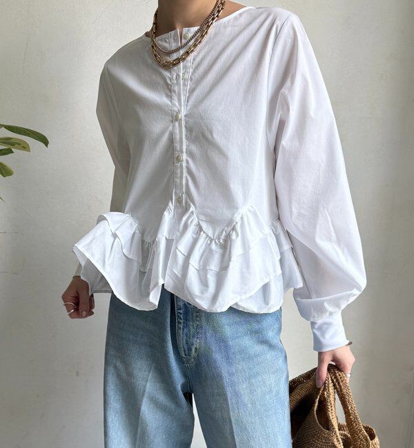  「袖リブペプラムフリルブラウス」|シャツ・ブラウス|