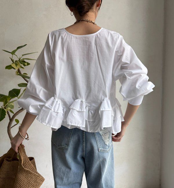  「袖リブペプラムフリルブラウス」|シャツ・ブラウス|