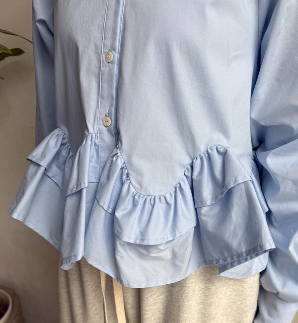  「袖リブペプラムフリルブラウス」|シャツ・ブラウス|