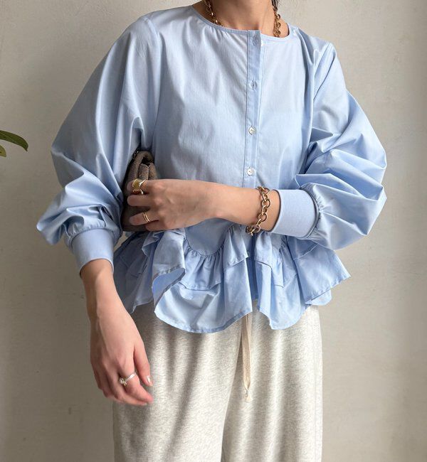  「袖リブペプラムフリルブラウス」|シャツ・ブラウス|