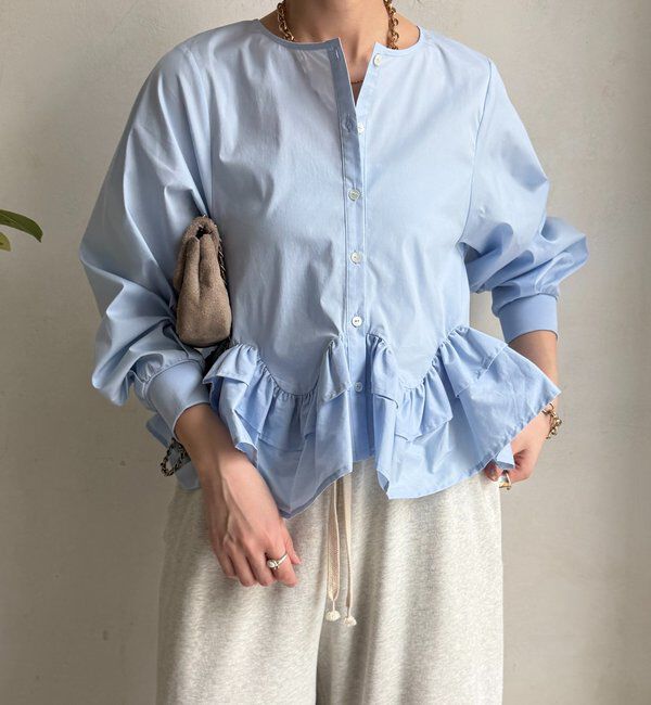  「袖リブペプラムフリルブラウス」|シャツ・ブラウス|