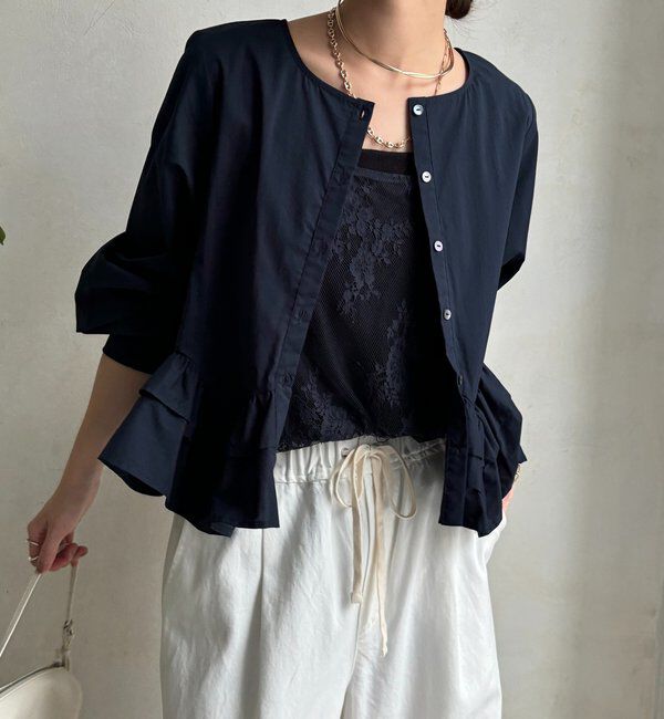  「袖リブペプラムフリルブラウス」|シャツ・ブラウス|