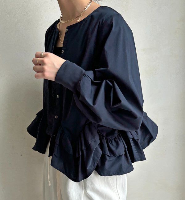  「袖リブペプラムフリルブラウス」|シャツ・ブラウス|