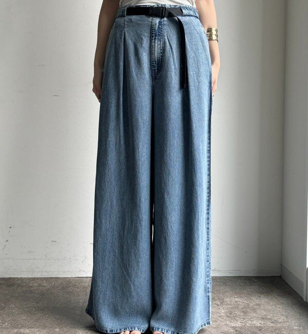  「ベルト付リヨセルデニムパンツ」|デニム|