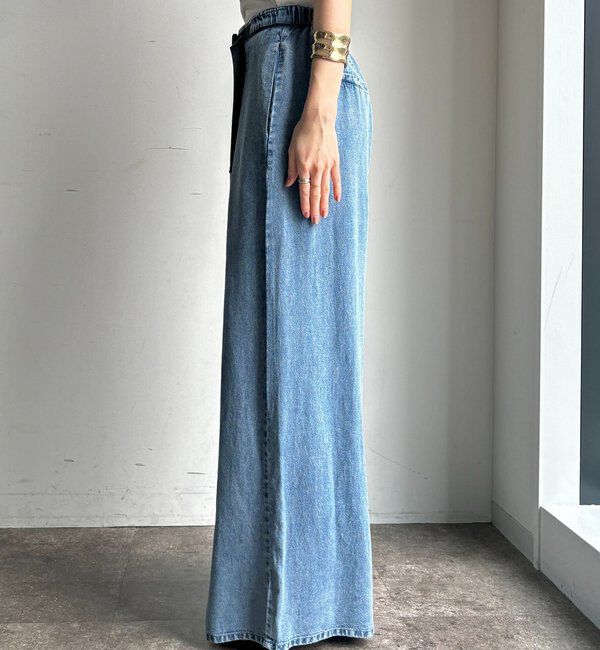  「ベルト付リヨセルデニムパンツ」|デニム|