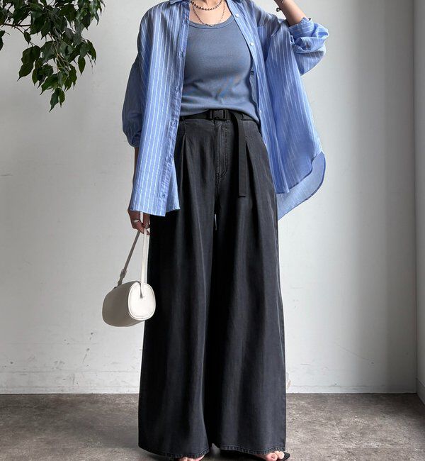  「ベルト付リヨセルデニムパンツ」|デニム|