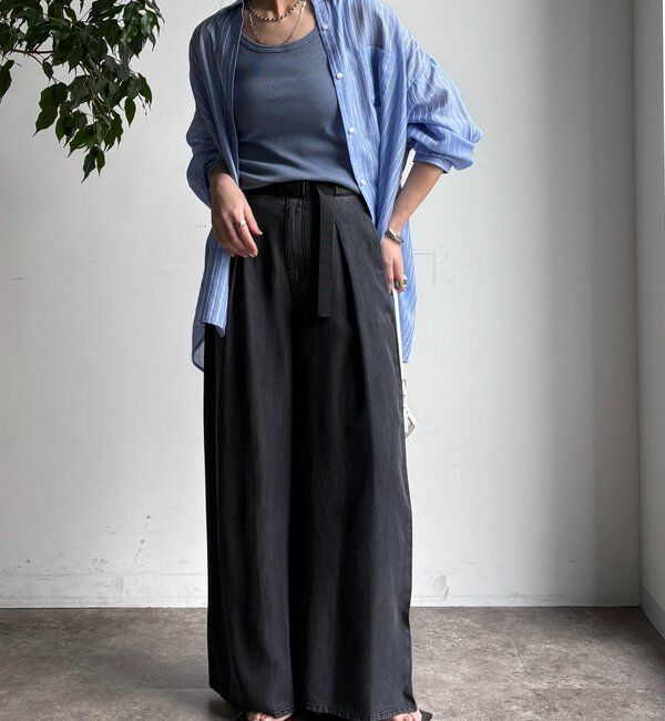  「ベルト付リヨセルデニムパンツ」|デニム|