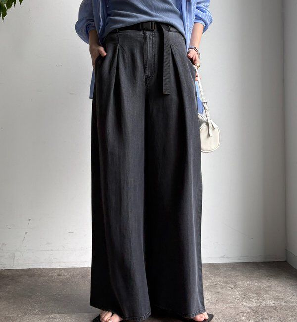  「ベルト付リヨセルデニムパンツ」|デニム|
