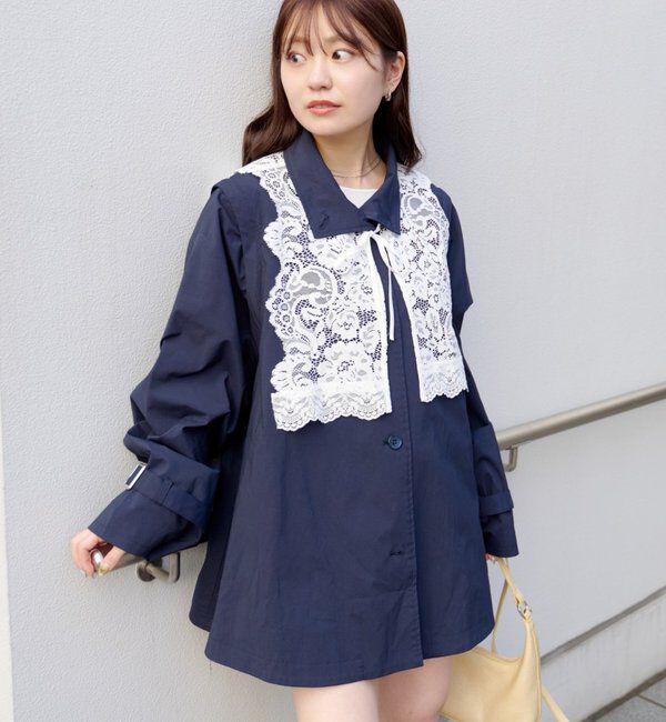  「レース付きフレアトレンチコート」|トレンチコート|