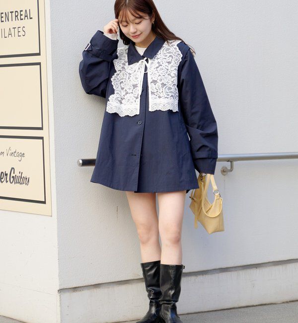  「レース付きフレアトレンチコート」|トレンチコート|